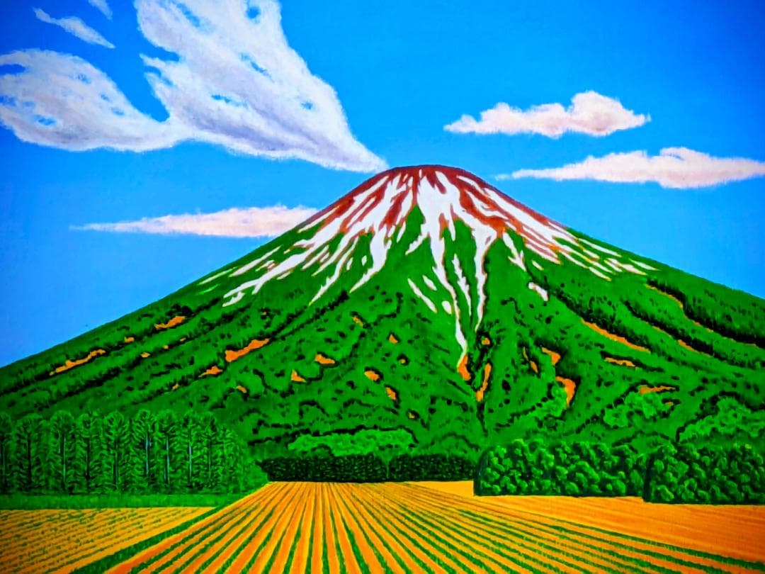 ★早春の羊蹄山・肉筆油彩画・F6キャンバス