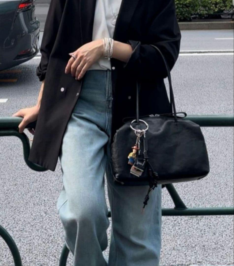 美品✨ear PAPILLONNER ロングハンドルボストンバッグ ブラック