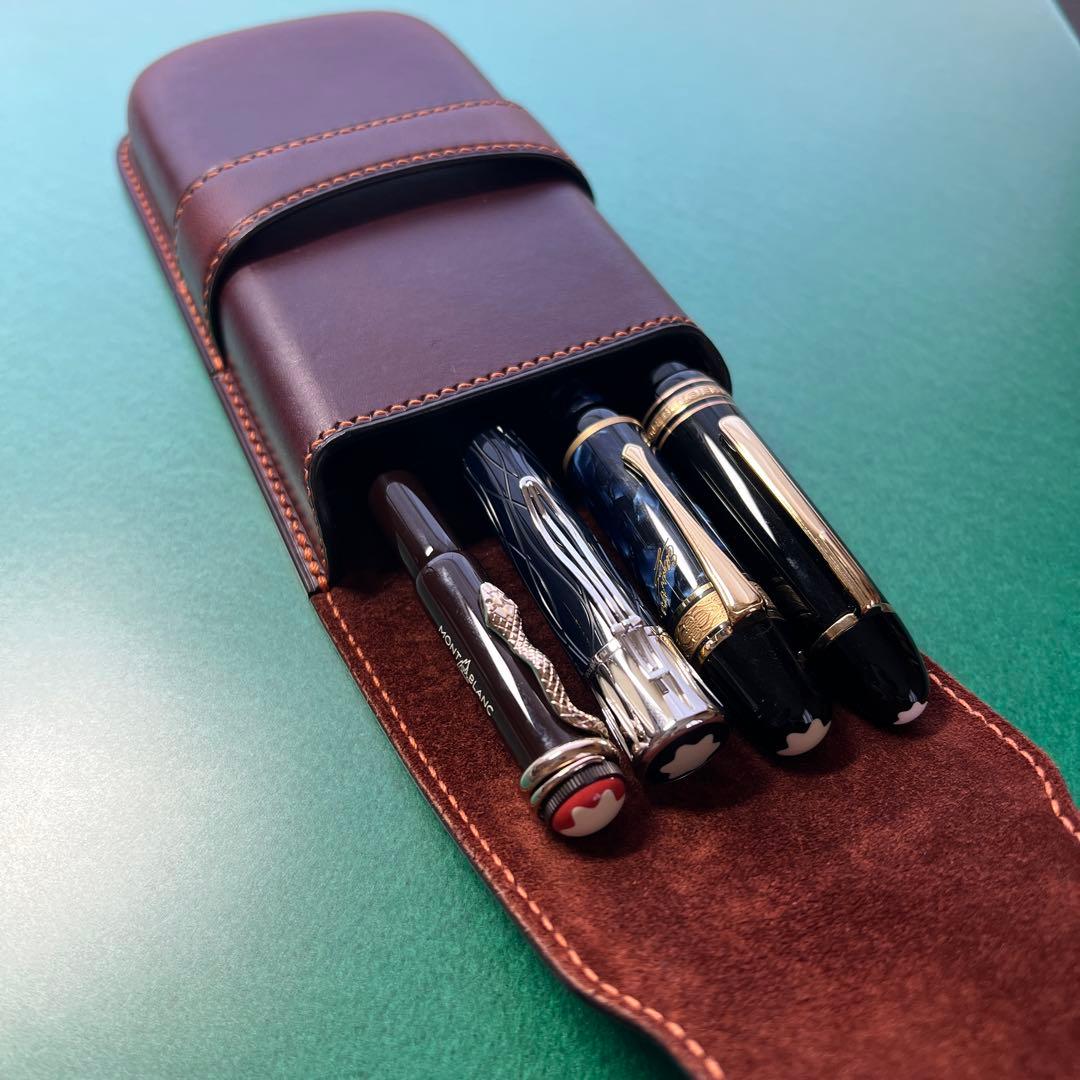 【美品・カラーオーダー品】 革小物yoshii オーダー万年筆ケース（4本差し）
