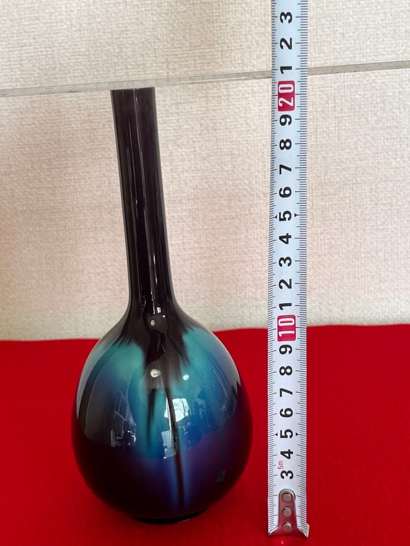 人間国宝 柳雨軒 三代 徳田八十吉  彩釉 花入 高さ約21cm 管理T143