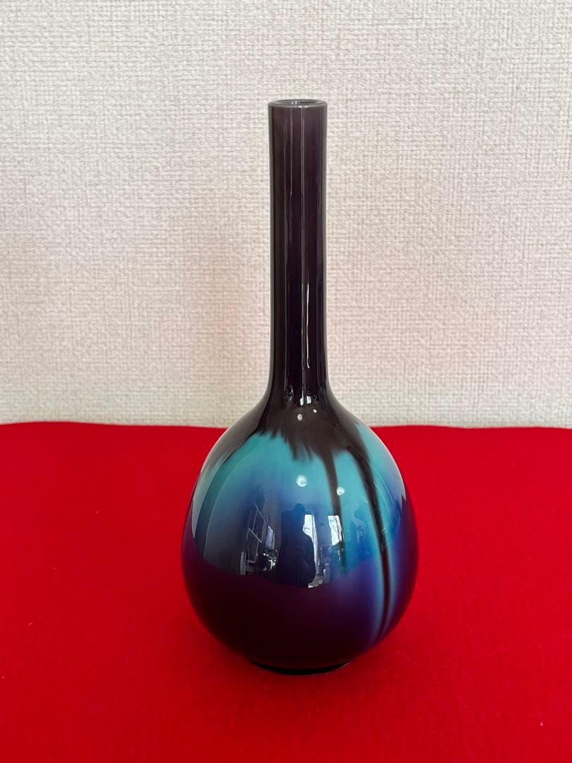 人間国宝 柳雨軒 三代 徳田八十吉  彩釉 花入 高さ約21cm 管理T143