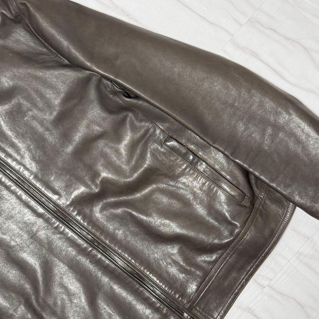 希少✨54 エンメティ ユーリ ラムスキン シングルライダース レザージャケット