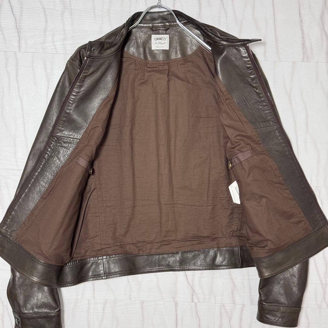 希少✨54 エンメティ ユーリ ラムスキン シングルライダース レザージャケット