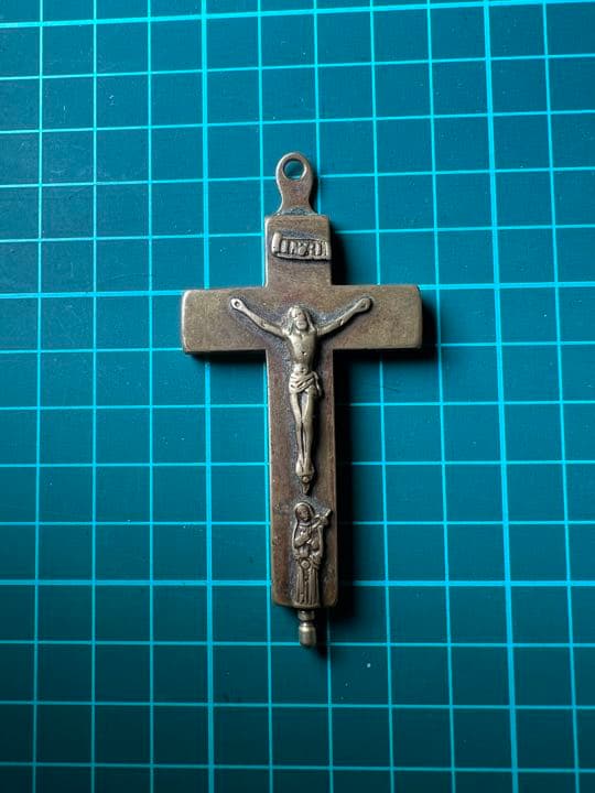 極稀少品　19世紀　真鍮製　聖遺物クロス　キリスト教　アルマクリスティ　受難遺物