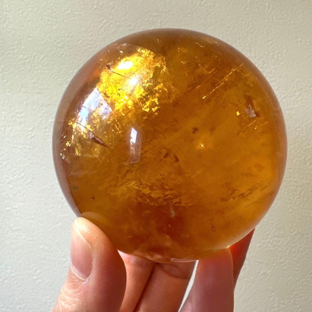 ハニーカルサイト　アンバーレア　スフィア　447.5g カルサイト　ゴールデン