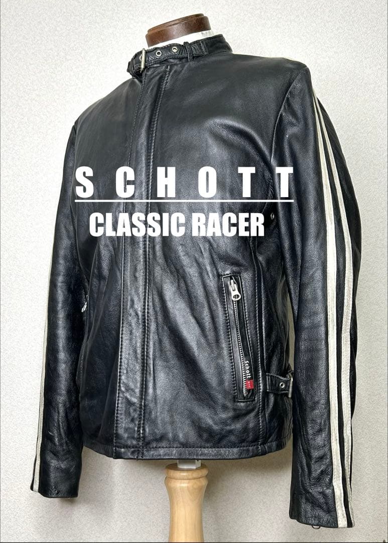 ⑥schott クラシックレーサー【M】革ジャンninjaハーレーgpzショベル