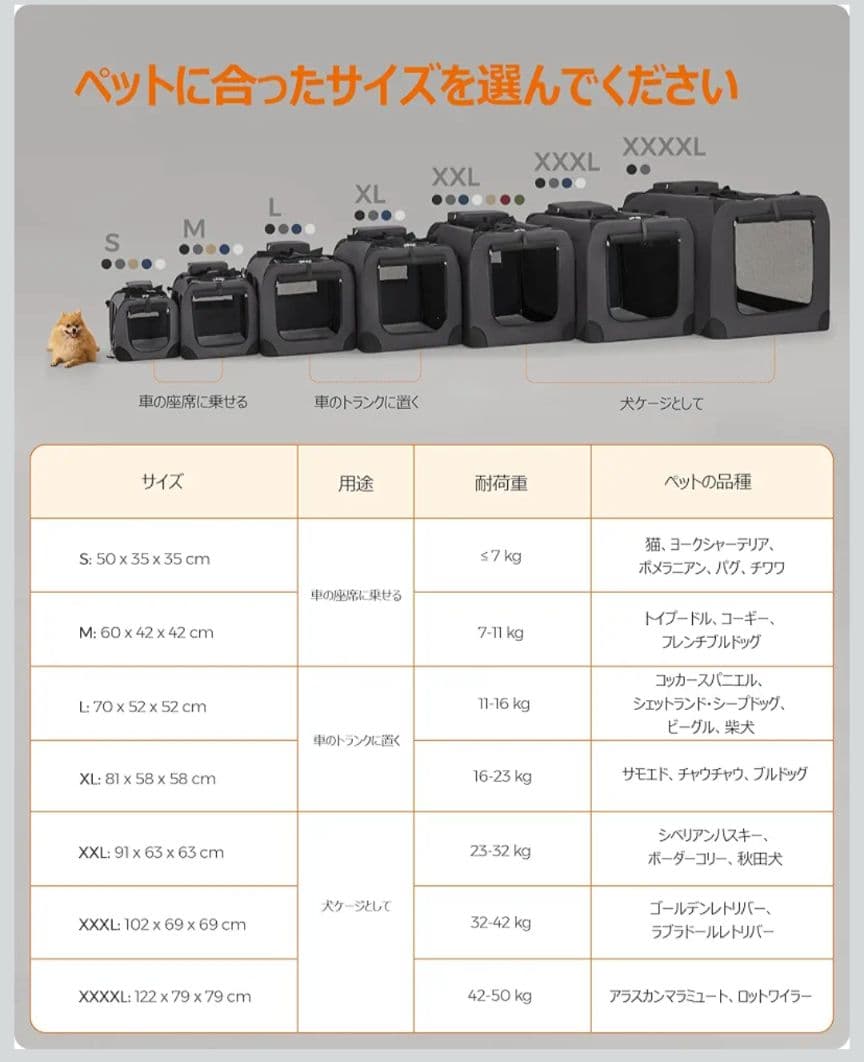 FEANDREA XXL キャリーバッグ 大型犬 クレート ペットキャリー