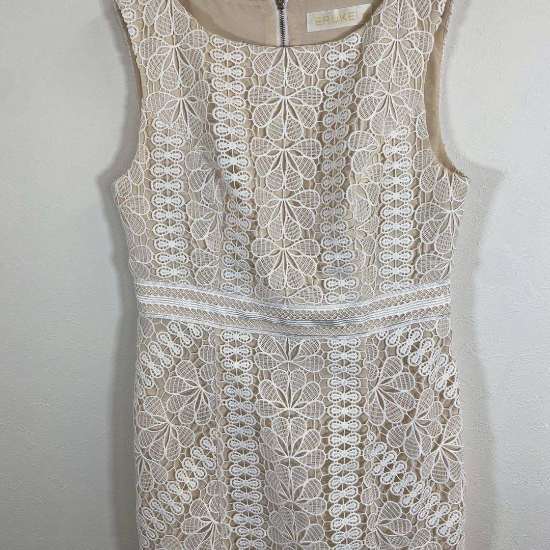 美品【エルケイ】総レースマーメイドワンピースドレス ノースリーブ パーティー