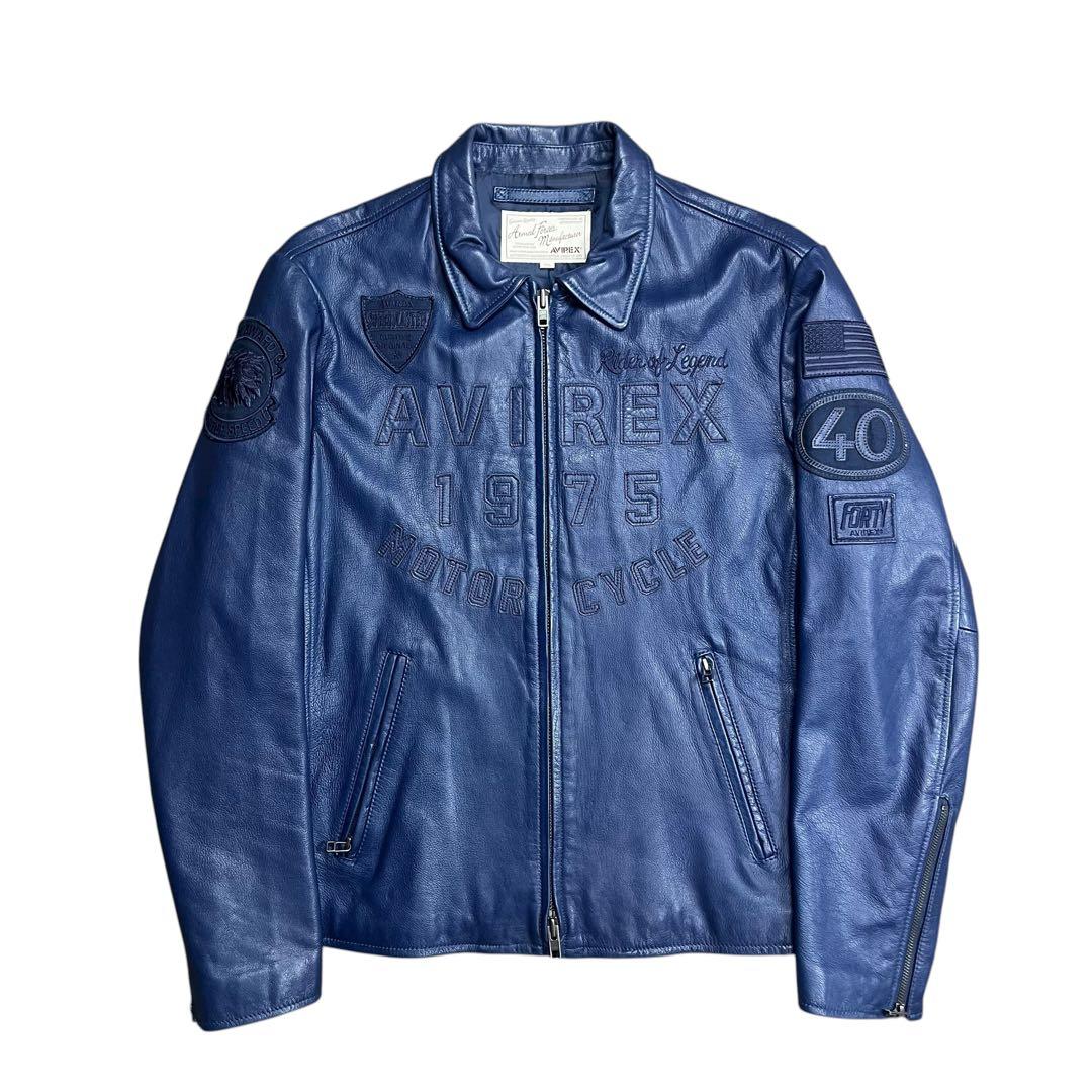 美品 AVIREX 40周年 限定 ゴートレザー シングルライダース ジャケット