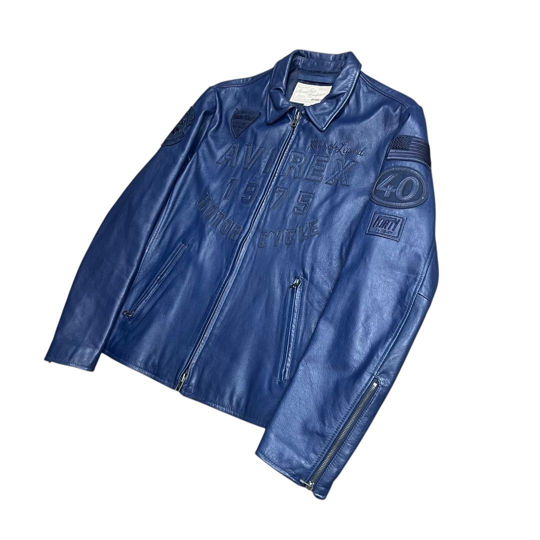 美品 AVIREX 40周年 限定 ゴートレザー シングルライダース ジャケット