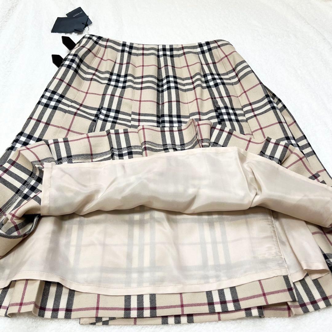 新品未使用　バーバリーロンドン　ノバチェック　プリーツスカート 毛　タグ付き36