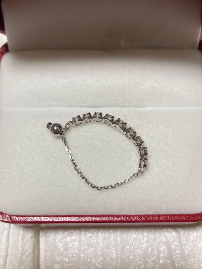 K18WG ダイヤモンド チェーンリング QVC ダイヤモンド