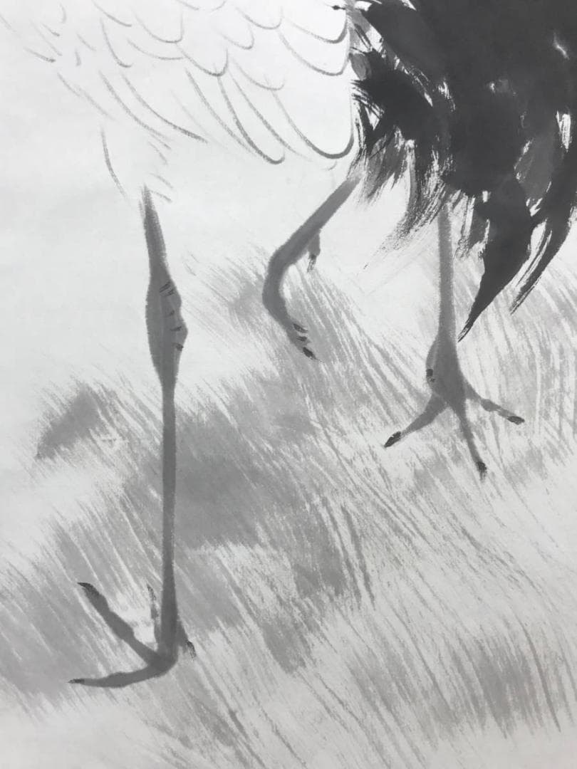 【真作】青木香玲/双鶴図/鶴図/掛軸/名家伝来/AC-465