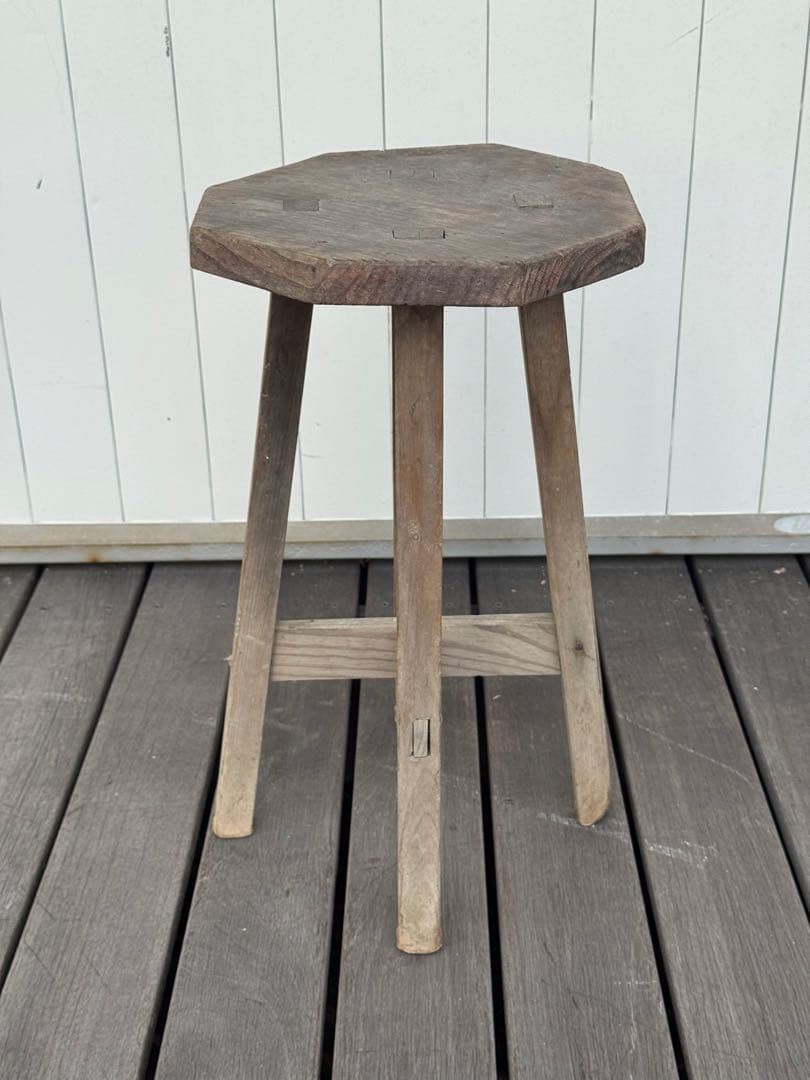 アンティーク ヴィンテージ 古道具 木製 八角形 スツール 昭和レトロ