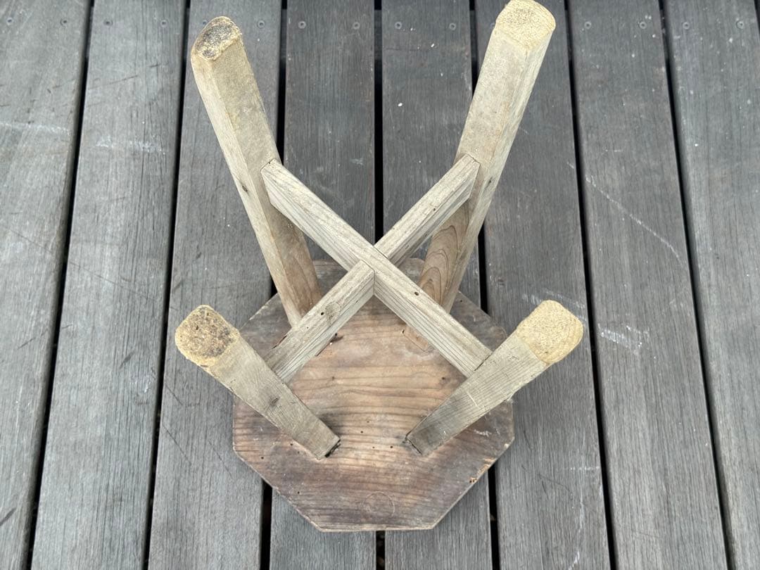 アンティーク ヴィンテージ 古道具 木製 八角形 スツール 昭和レトロ