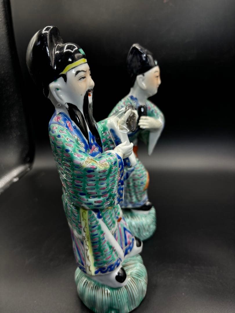 中国美術 古玩 色絵陶人形 陶器人形 高さ約23cm 置物 オブジェ 古董品