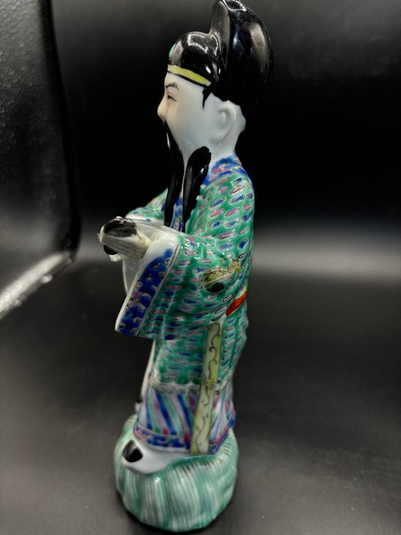 中国美術 古玩 色絵陶人形 陶器人形 高さ約23cm 置物 オブジェ 古董品