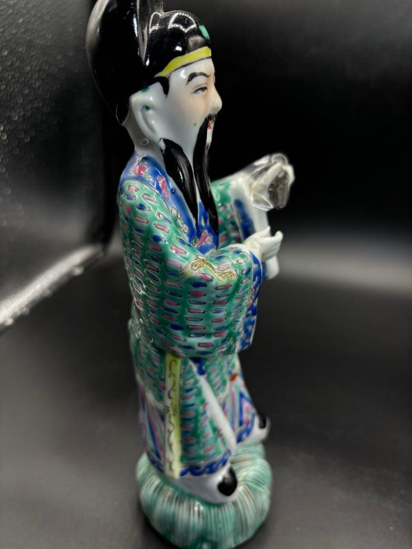 中国美術 古玩 色絵陶人形 陶器人形 高さ約23cm 置物 オブジェ 古董品