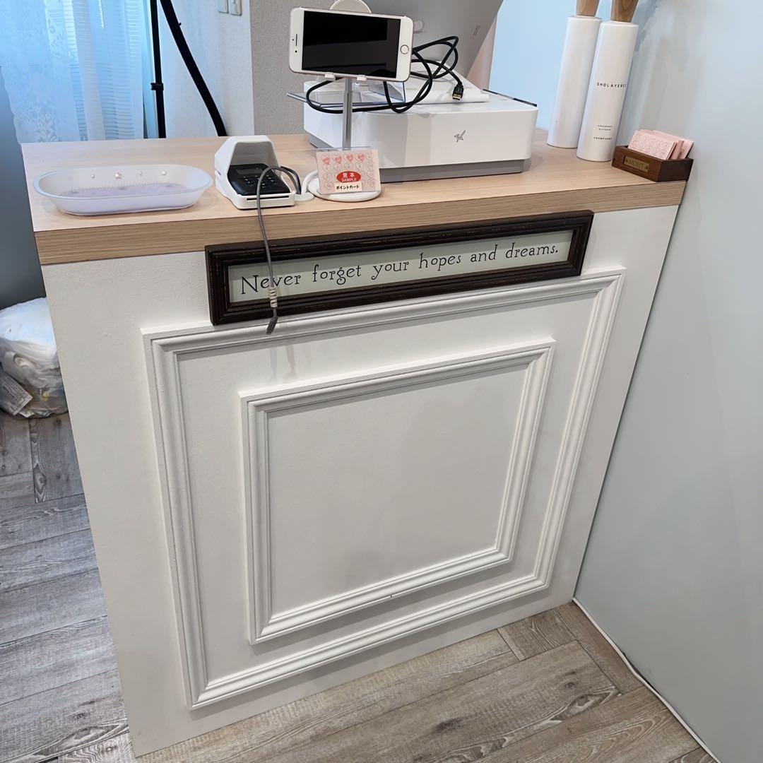 受付カウンター 幅100cm ホワイト 白レジカウンター アンティーク