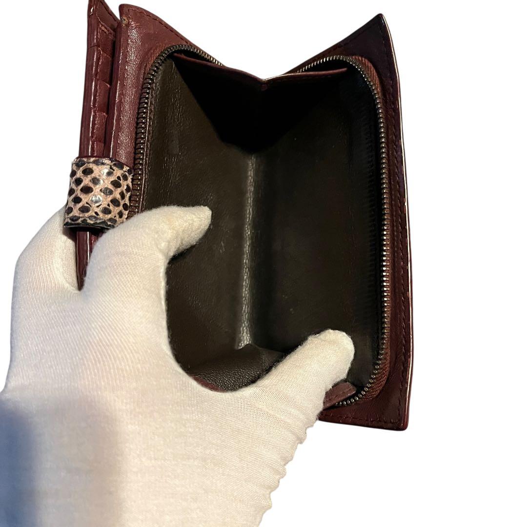 美品級 BOTTEGA VENETA ボッテガヴェネタ 本物パイソン 長財布
