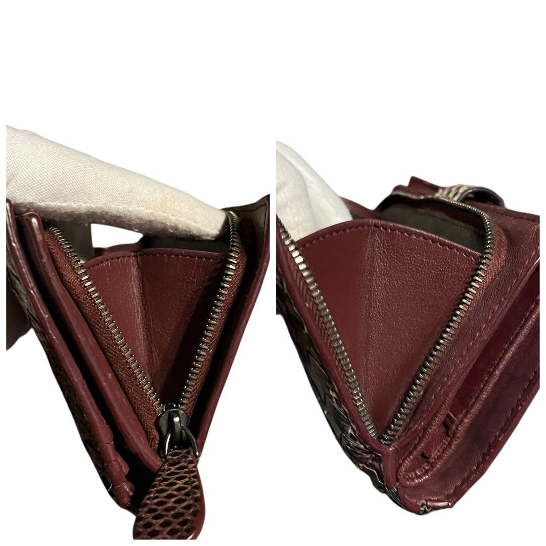 美品級 BOTTEGA VENETA ボッテガヴェネタ 本物パイソン 長財布