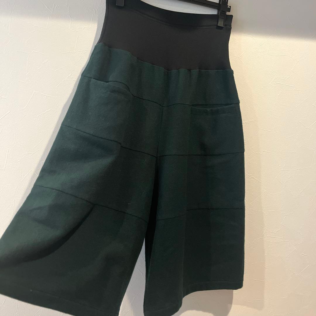 クレッシェントドュオ　　ダークグリーン ハイウエスト ガウチョパンツ