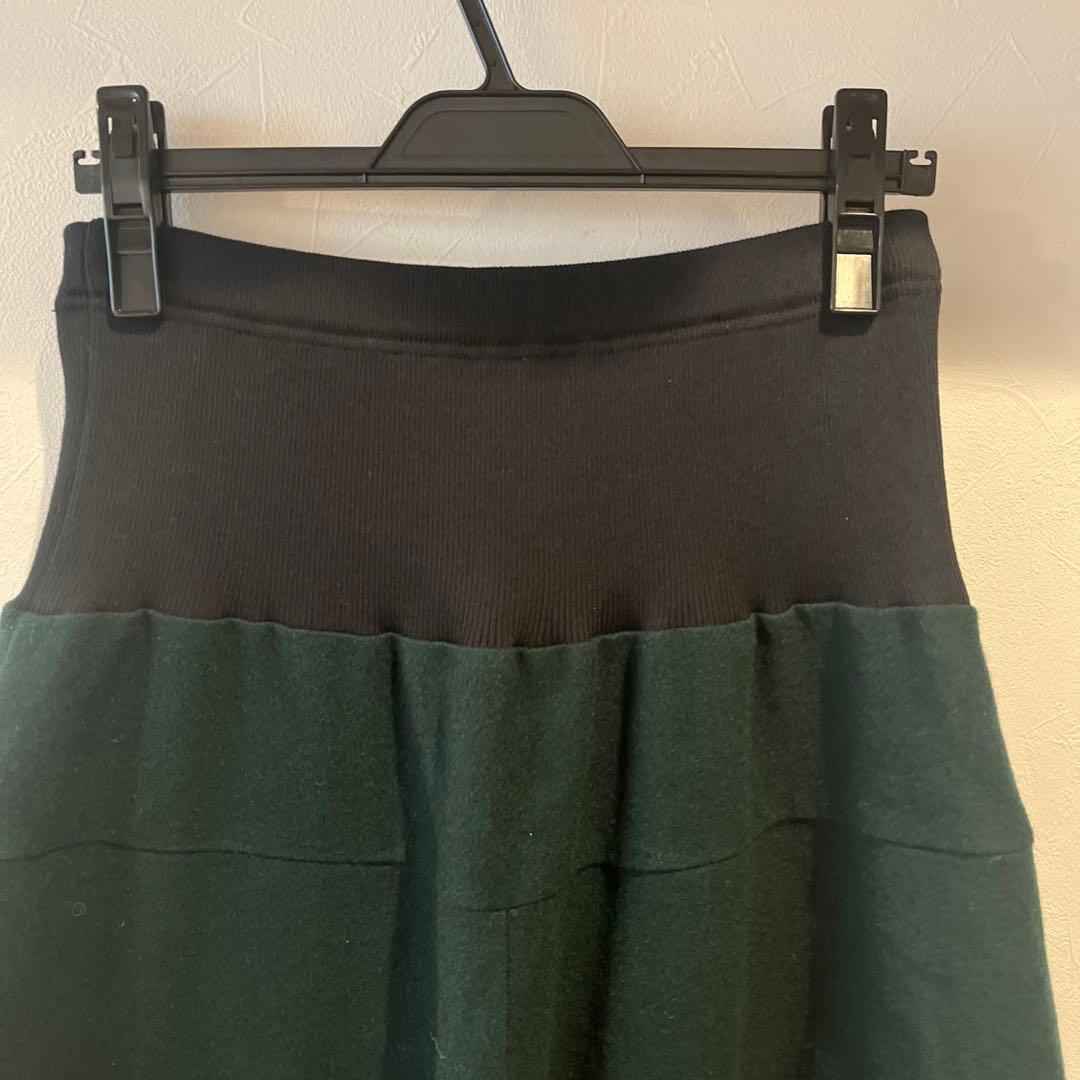 クレッシェントドュオ　　ダークグリーン ハイウエスト ガウチョパンツ