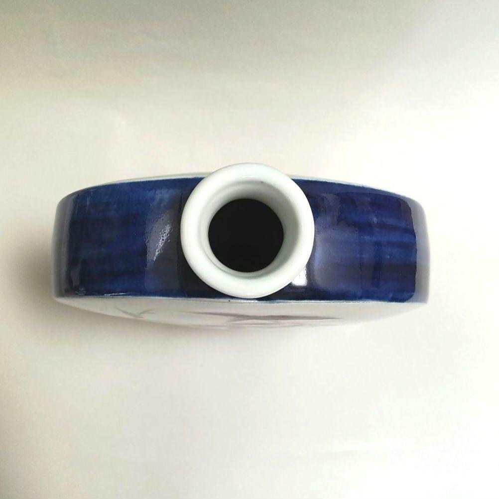 安東五　鉄砂梅竹文扁壺　李朝　高麗　白磁