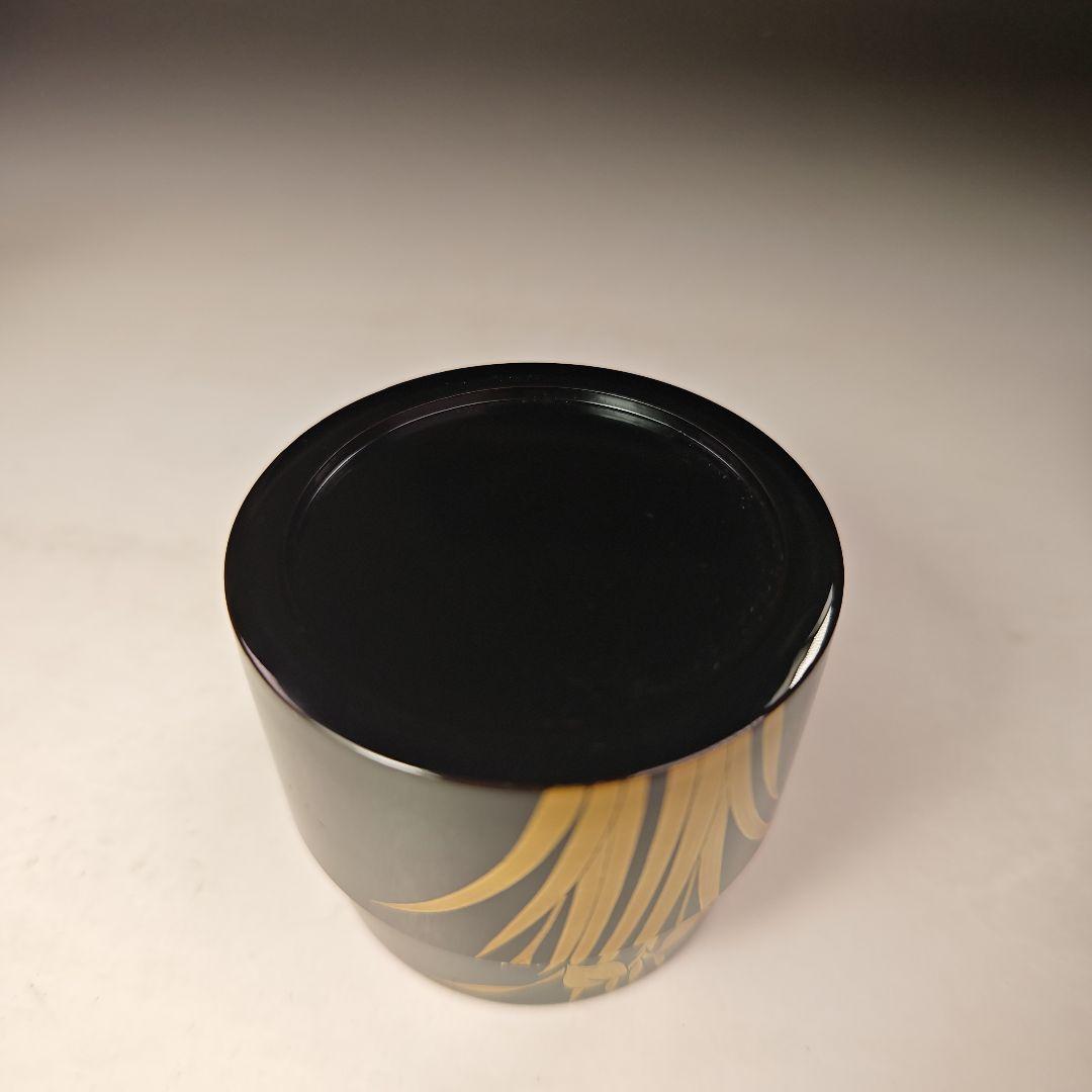 イ613 棗『塚本規義』『山中塗　菖蒲蒔絵　中次　棗　共箱』茶道具