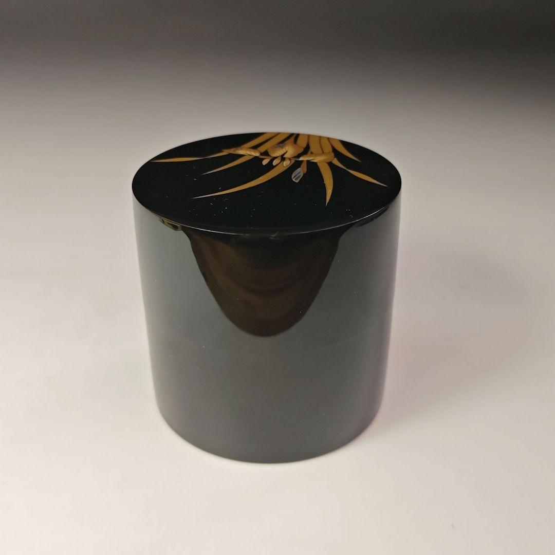 イ613 棗『塚本規義』『山中塗　菖蒲蒔絵　中次　棗　共箱』茶道具