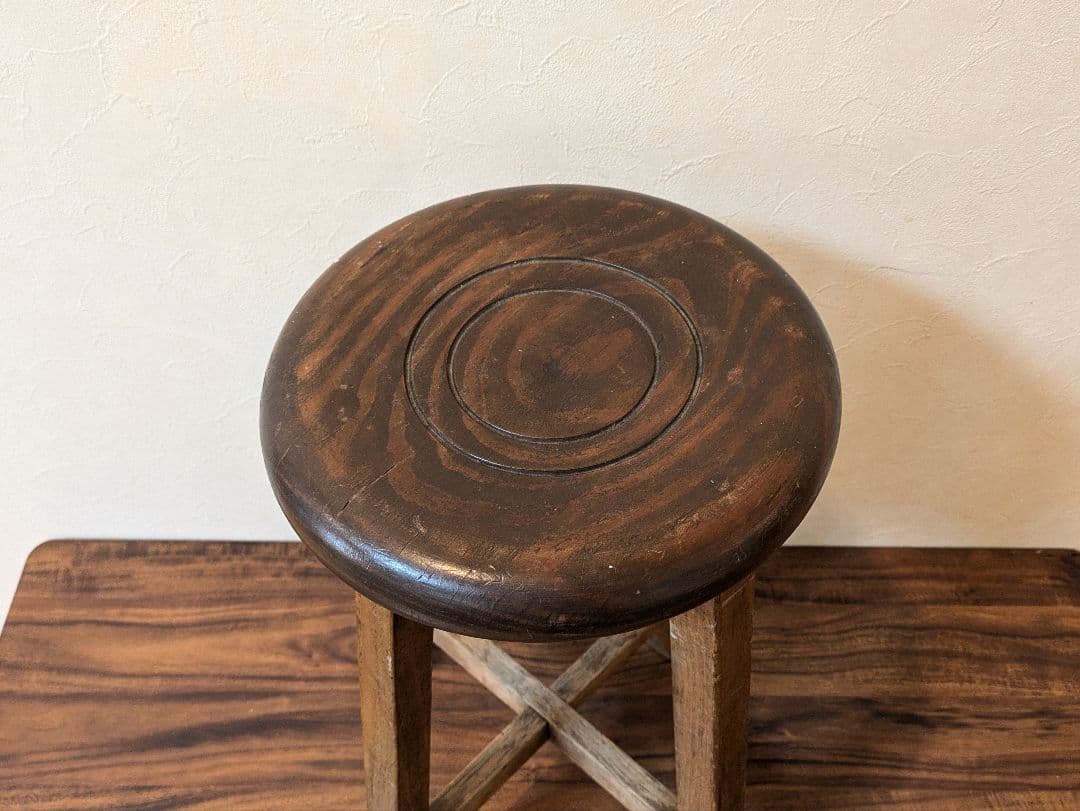 アンティーク　木製　丸椅子　スツール　丸スツール　レトロ