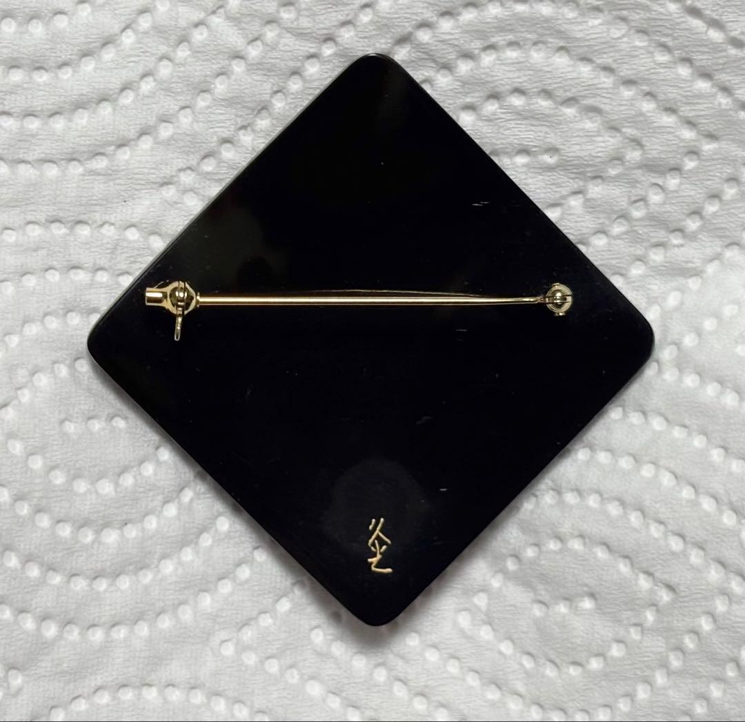 鼈甲　ブローチ　螺鈿　金蒔絵　久光　在銘　作家　和風　アンティーク