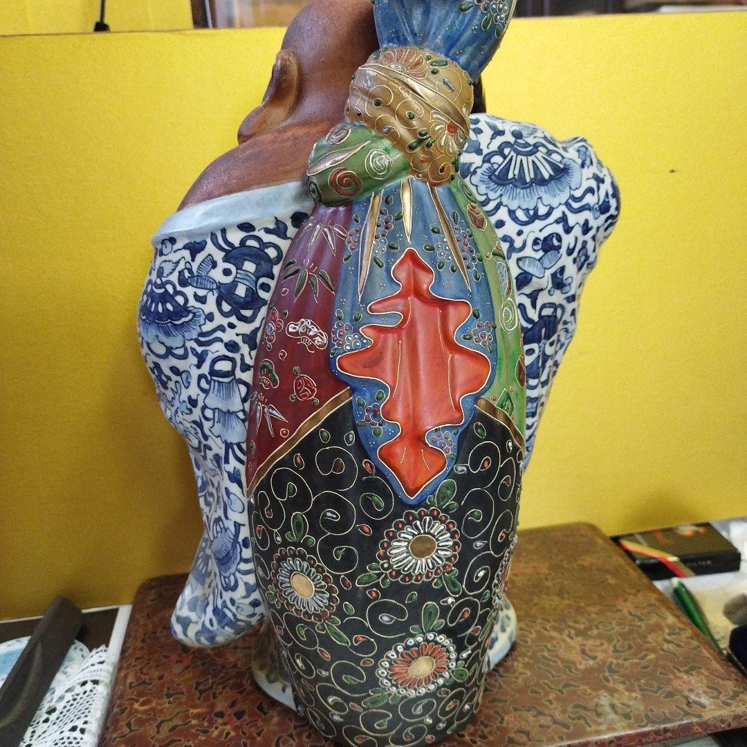 九谷焼陶器 布袋様 骨董品 招福 高さ ３８ｃｍ