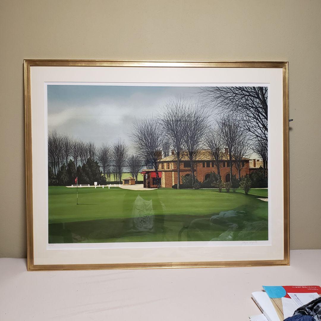 【希少】ジャック、デベルト　シャンタコゴルフ場リトグラフ 116cm 直筆サイン