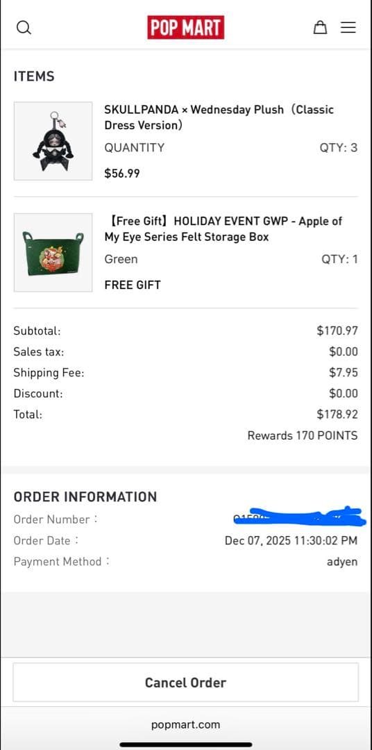 本日限定価格2POPMART ポップマート スカルパンダ ウェンズデー 限定