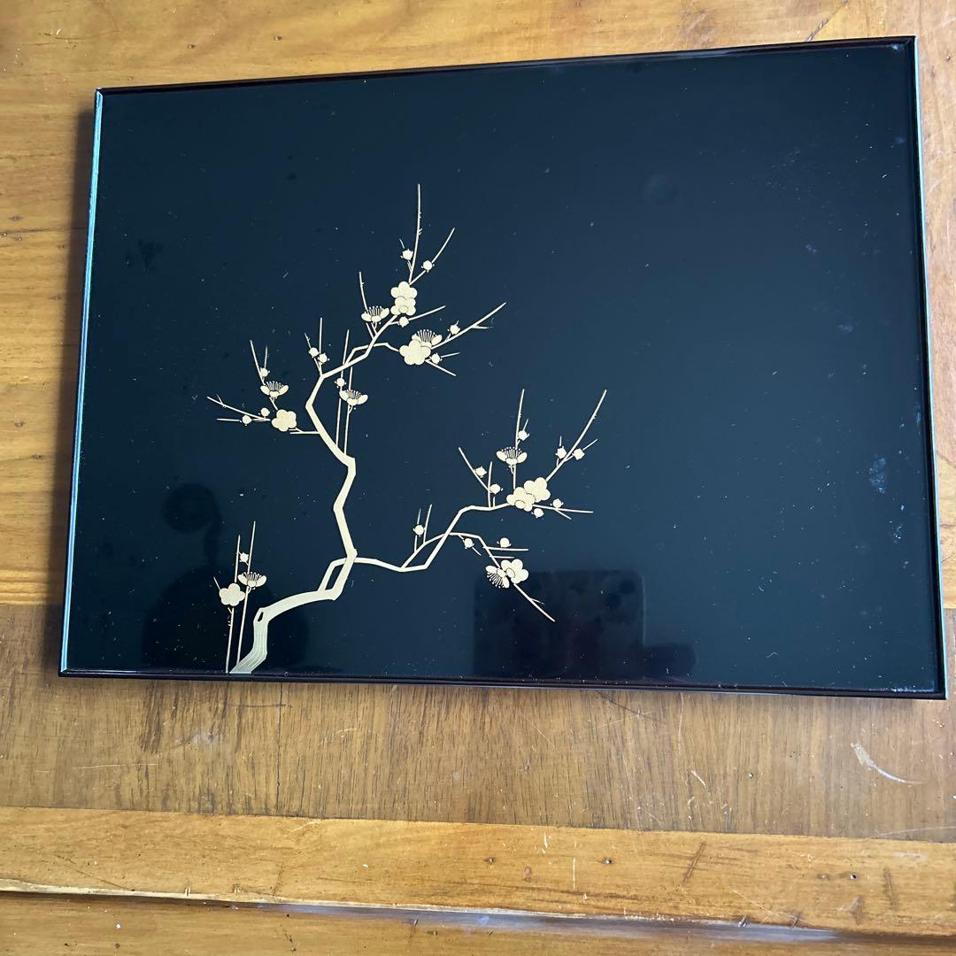 輪島塗り漆器膳 梅の花デザイン 4膳　　美品41cm x 30cm