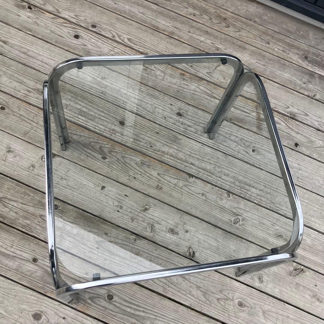 ミッドセンチュリー アイアンフレーム センターテーブル ガラステーブル 正方形