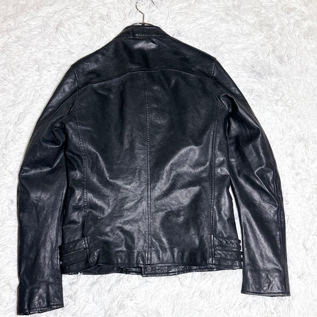 【SHIPS JET BLUE】ゴートレザー ライダース ジャケット M 山羊革