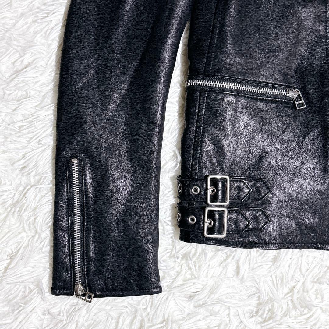 【SHIPS JET BLUE】ゴートレザー ライダース ジャケット M 山羊革