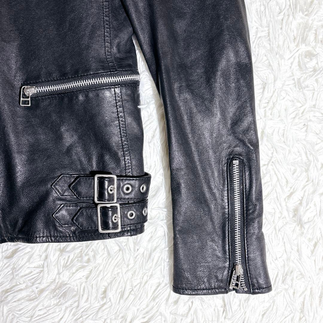 【SHIPS JET BLUE】ゴートレザー ライダース ジャケット M 山羊革
