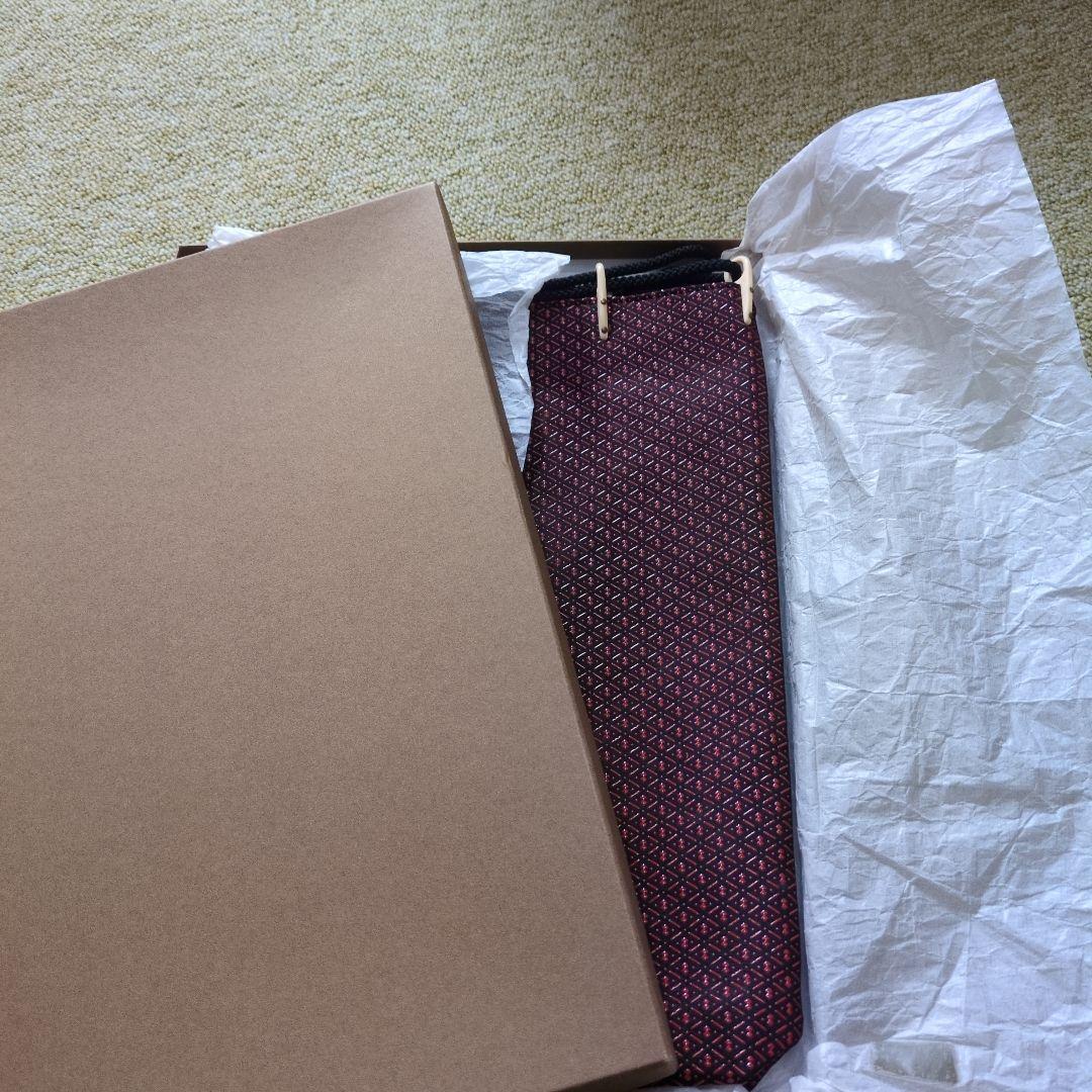 n*i様 甲州印傳和装用バッグ 赤と黒の幾何学模様 巾着