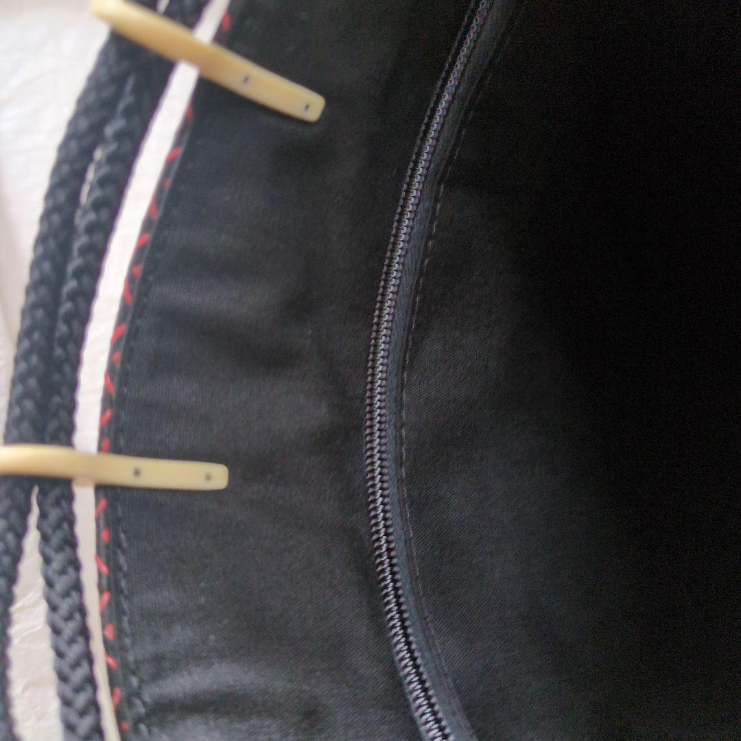 n*i様 甲州印傳和装用バッグ 赤と黒の幾何学模様 巾着