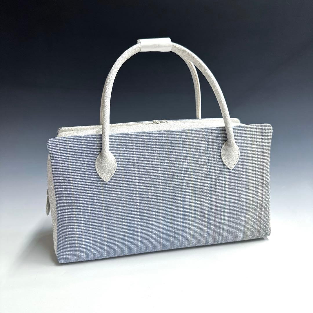夏、単衣に‼️新品未使用品　本塩沢紬　草木染　帯地使用　利休バッグ　25062