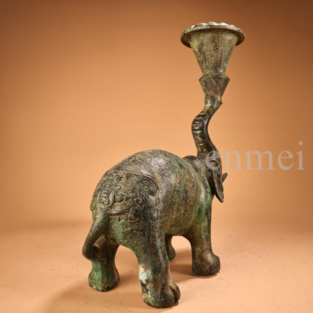 中国古美術・珍品旧藏・青銅製象形燭台・油灯・風水開運・ 仏教美術・青銅器・置物