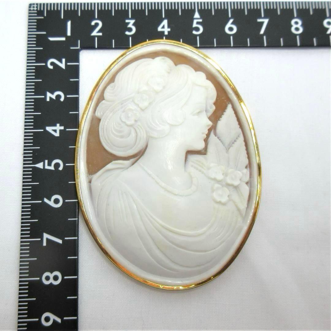 カメオシェルブローチ K18 (18金)ゴールド 大きめ重さ16.8g 05ar