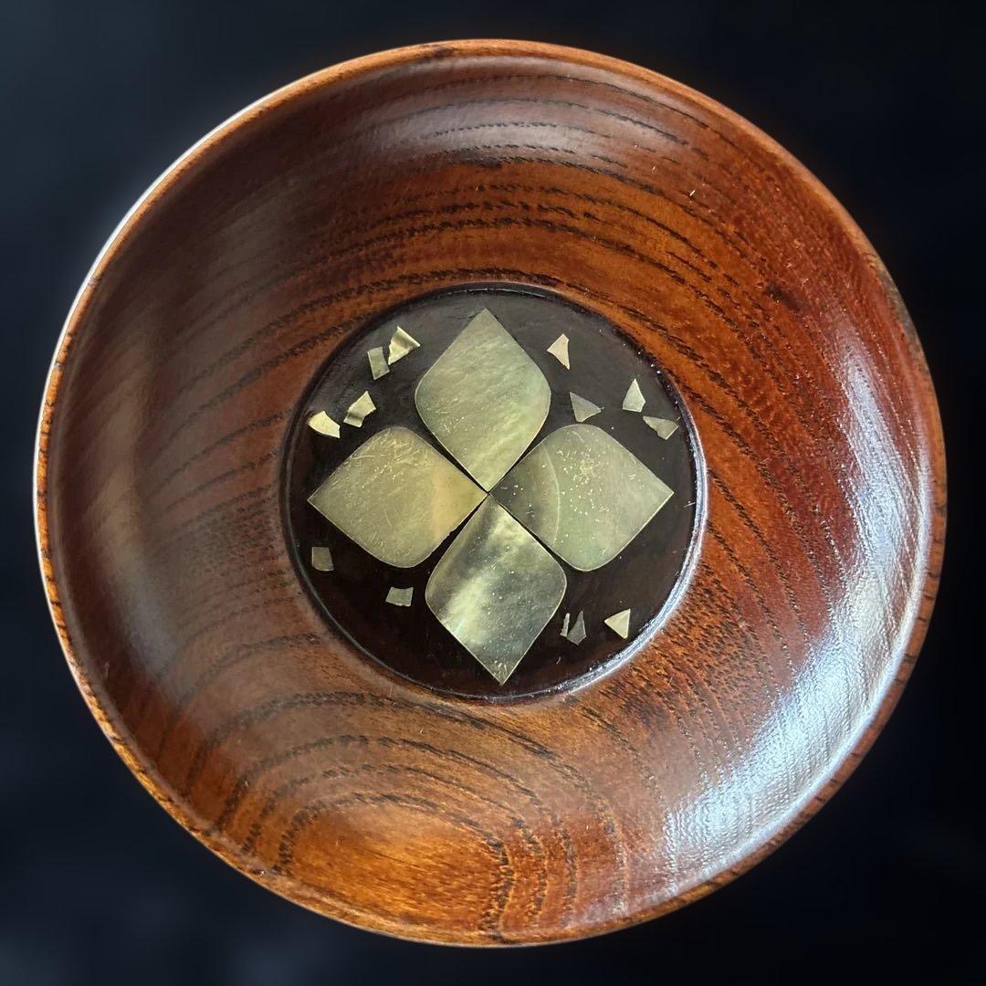 小島雄四郎　螺鈿　欅　小茶托　5枚組　民芸　木箱入　黒田辰秋