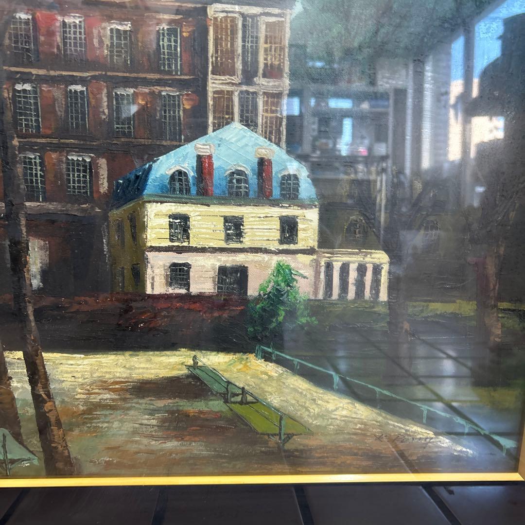大作　　K.PERRY 油絵　風景画　公園　街並み