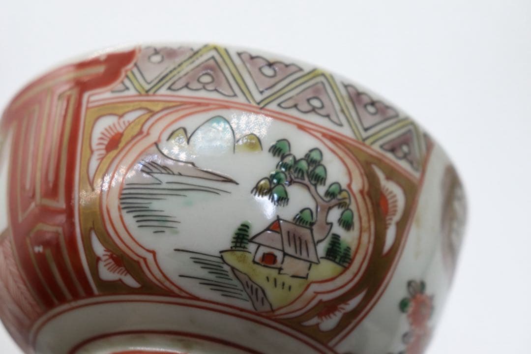 大聖寺手　伊万里色絵蓋茶碗4点　送料込み250929