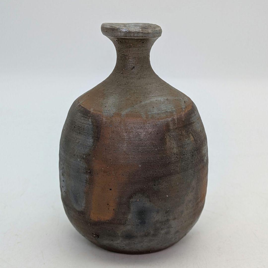 備前市無形文化財 榊原清人 備前焼 銀彩徳利花入 共箱 とっくり 一輪挿し花瓶