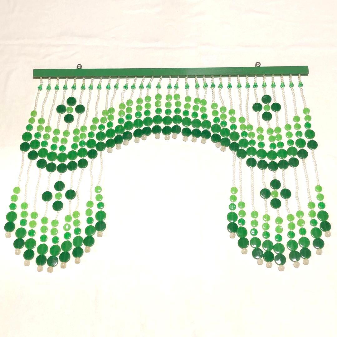 レトロポップ 珠のれん 緑 S 昭和レトロ ビーズのれん 玉 ヴィンテージ